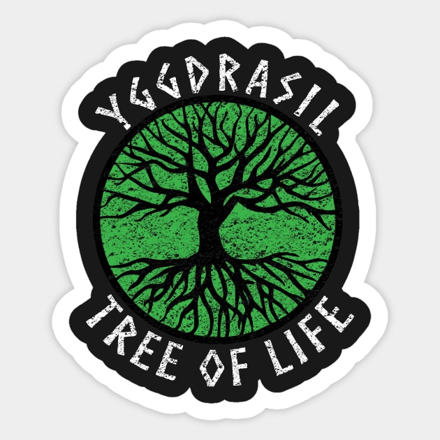 Tree of Life Yggdrasil Green Valhalla Vikings Grunge Distressed Sticker by vikki182@hotmail.co.uk